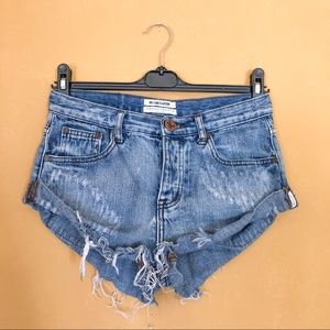 One Teaspoon Bandits Denim Shorts in Cobaine Blue